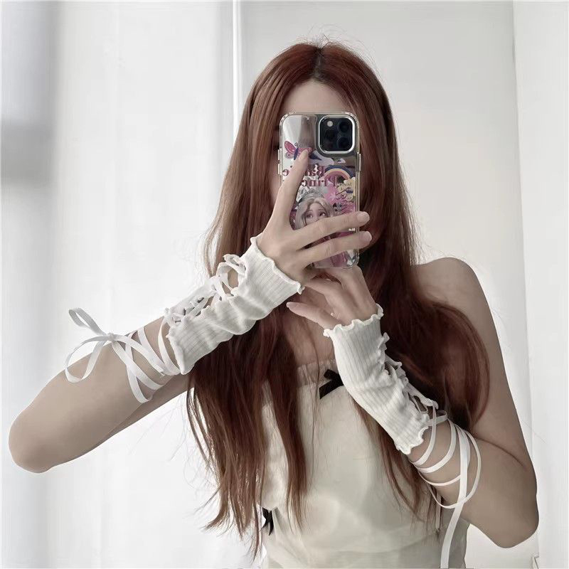 Fingerless Glove Knit - Sarung Tangan Tanpa Jari Berenda Wanita,