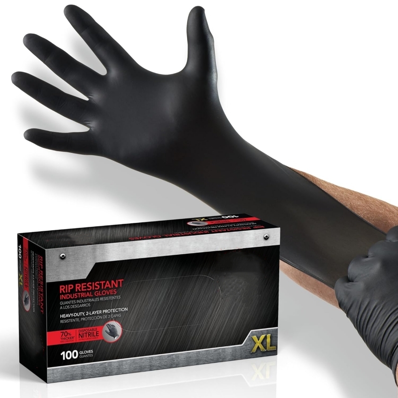 Nitrile Mechanic Glove - 100PCS Sarung Tangan Nitril Hitam Sekali